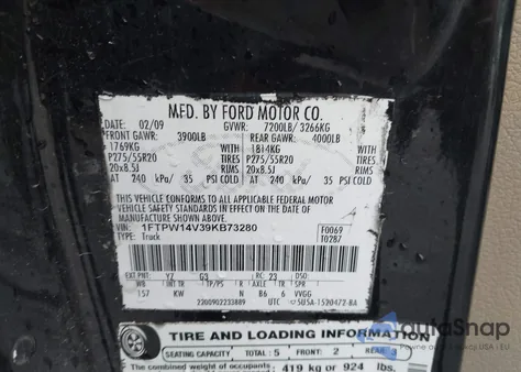 2009 Ford F-150 King Ranch from USA, damaged, VIN 1FTPW14V39KB73280